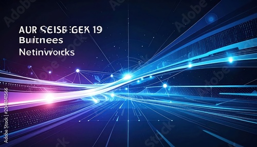 Abstract blue light streaks representing fast business networking.