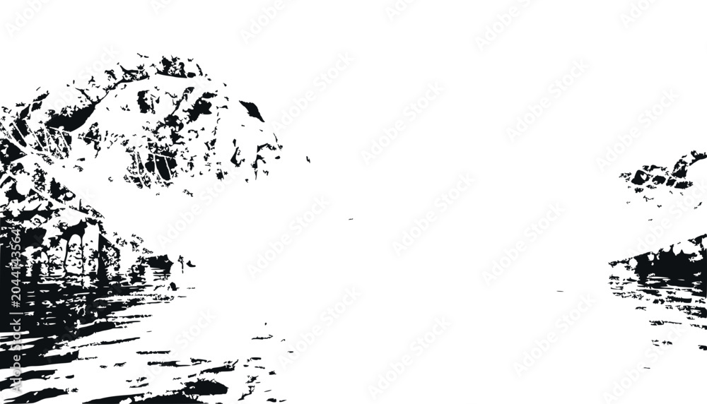 Obraz premium Abstract Black and White Mountain Landscape with Water Reflection