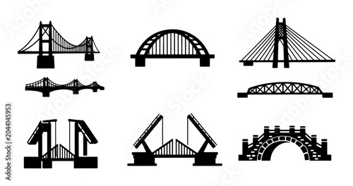 Принти на полотні Diverse Bridge Collection Vector Icons, Architectural Structures, Engineering Ma