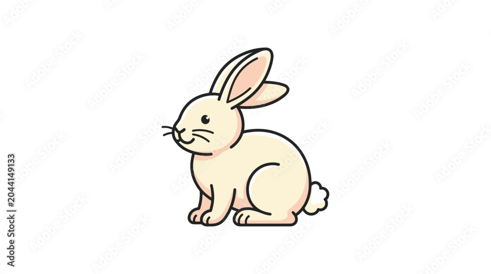 Obraz premium Cute cartoon rabbit isolated on white background, simple illustration, vector art.