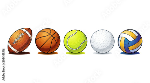 Foto Collection of Sports Balls: Football, Basketball, Tennis, Golf, Volleyball
