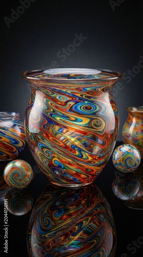 Colorful Swirl Art Glass Vessels
