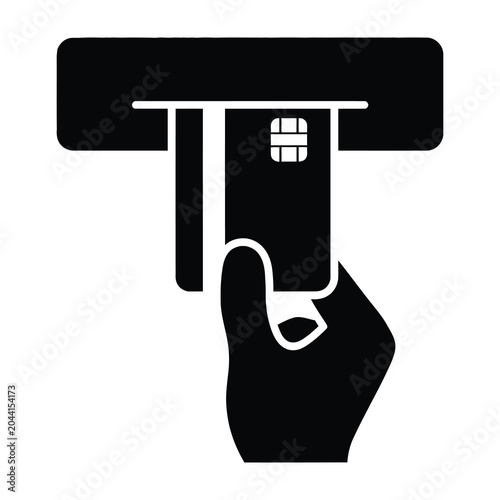 Cuadro en lienzo Hand holding credit card under T-shaped terminal