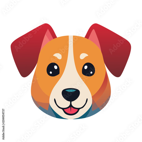 Cute dog head icon, flat design