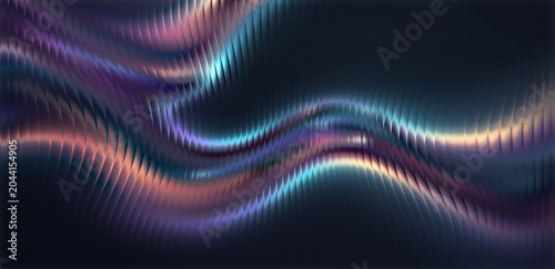 A vibrant abstract image with colorful wavy lines on a dark background