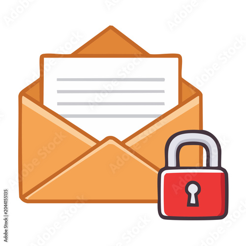 Secure Email Icon with Envelope and Padlock