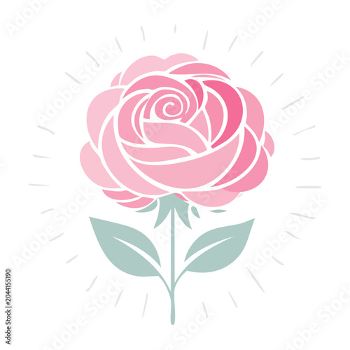 Stylized Pink Rose Illustration