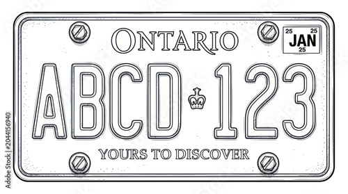 Ontario Canada License Plate Outline - ABCD 123