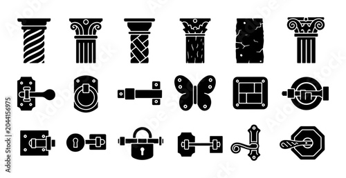 Cuadro en lienzo Classical Architectural Columns, Ornate Door Hardware, and Decorative Elements V