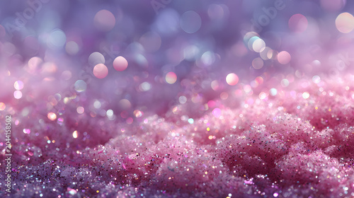 Abstract pink and purple glitter background with soft bokeh lights