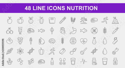 Nutrition icons in a line style.
