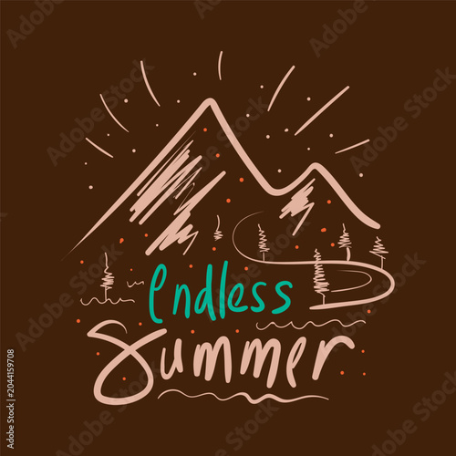 Endless Summer Mountain Illustration Design