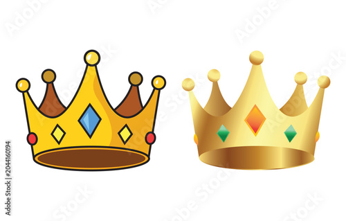 Royal golden crown illustration, King queen luxury symbol vector design.