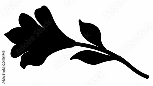 Bilde på lerret Detailed henna inspired floral ornament silhouette with leaves on a stem