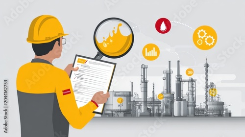 Quality control inspection in industrial manufacturing factory setting digital illustration professional environment technical viewpoint