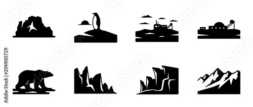 Foto Arctic and Antarctic Wildlife, Landscapes, and Structures: Polar Bear, Penguin,