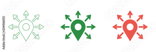 Bild auf Leinwand GPS movement symbol, reposition map pin icon, navigation and location services sign, route mapping indicator, modern vector illustration