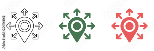 Foto GPS movement symbol, reposition map pin icon, navigation and location services sign, route mapping indicator, modern vector illustration