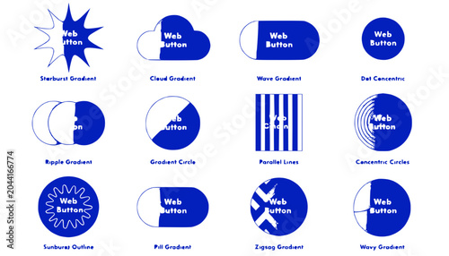 Web Button Design Collection: Diverse Shapes, Gradients, and Styles
