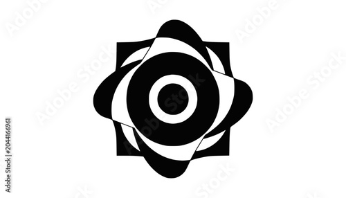 Abstract Black and White Geometric Shape, Optical Illusion, Modern Design