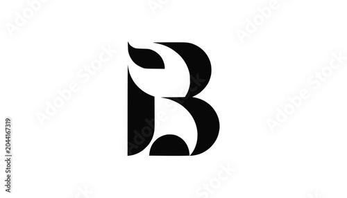 Abstract Black Letter B Logo Design, Modern Typography, Minimalist Branding