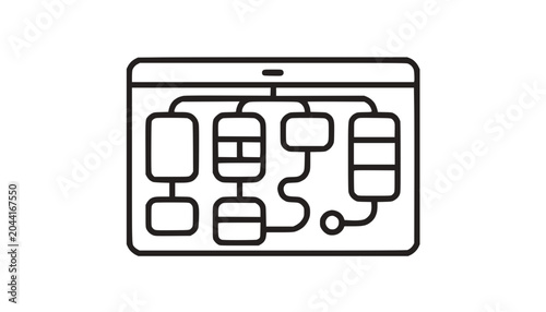 Flowchart Diagram on Tablet Screen Icon