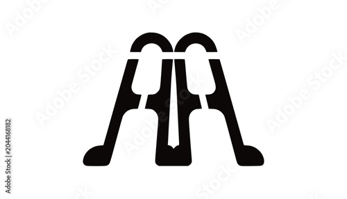 Abstract Geometric Symbol of Two Figures Connected, Modern Logo Design
