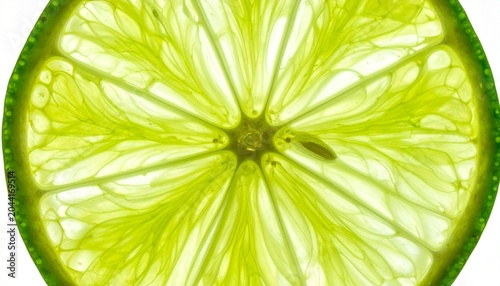 Bright lime slice with radial segments