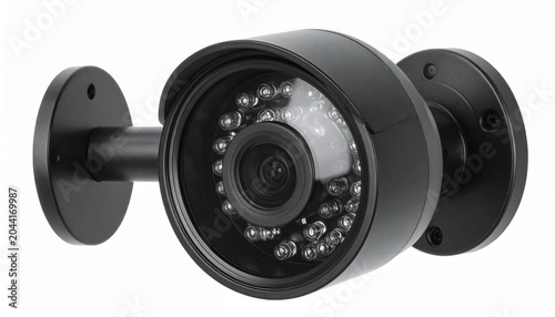 Black dome security camera with infrared LEDs