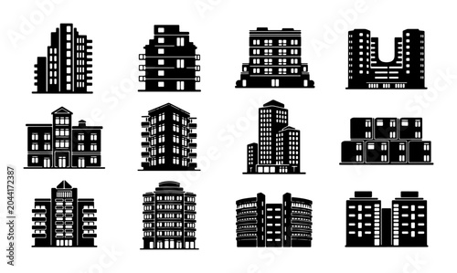 Photos Modern Apartment Buildings Collection, Urban Residential Architecture Icons, Cit