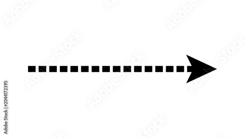Black straight horizontal dotted line arrow indicator, pointer, navigation or direction dashed arrow symbol isolated on transparent background. Vector illustration.