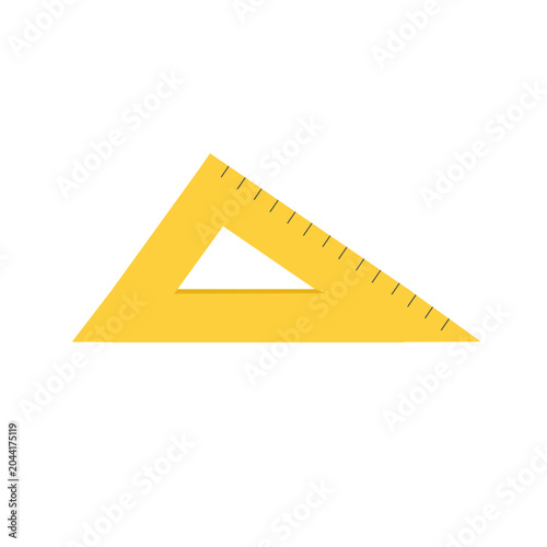 Flat Triangle Ruler Illustration for Geometry and School Education