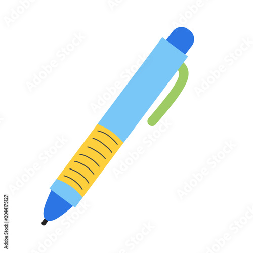 Cute Flat Ballpoint Pen Illustration for Education and Office Use