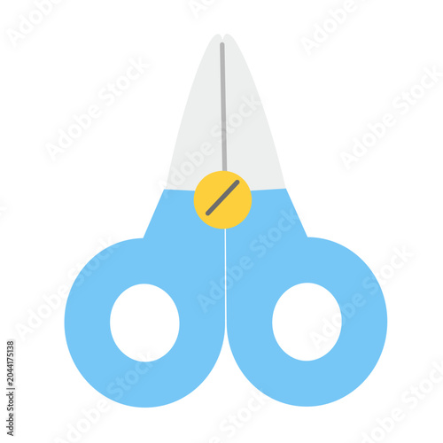 Cute Flat Blue Scissors Illustration for School and Craft Activities
