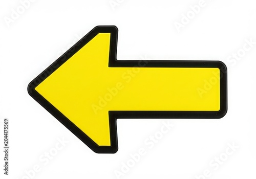 Bright yellow arrow pointing left with black outline