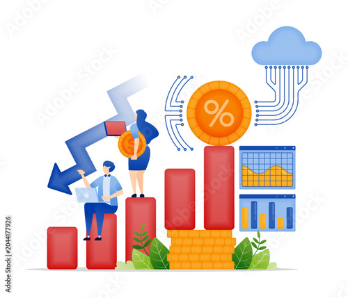 Economic and Financial Recession Analysis with Cloud Based Data Reports Bar Charts and Business Performance Monitoring