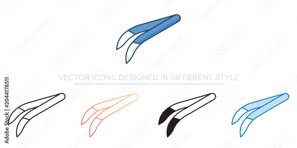 Obraz premium Tweezers Icon Set Isolated on White Background Illustration