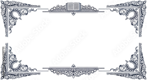 Obraz na płótnie Ornate Decorative Border Frame with Flourishes and Swirls - Vintage Design Eleme