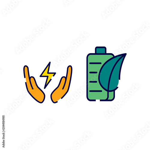 Eco friendly battery protection icon vector template