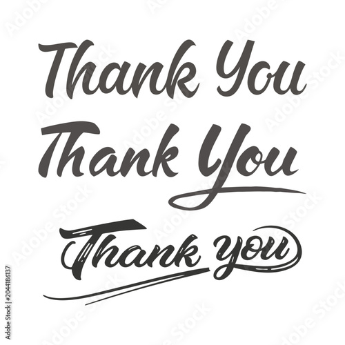 Thank You Calligraphy Text Vector Set with Modern Script Typography