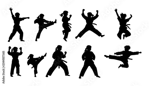 Canvastavla Martial Arts Silhouette Collection: Dynamic Karate Action Poses, Combat Training