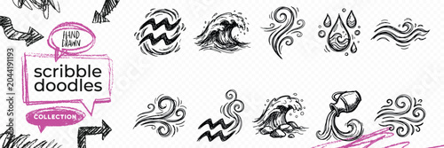 Foto Black solid silhouette doodle vector set of astrology zodiac signs horoscope and