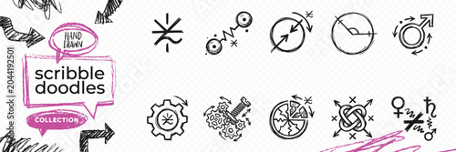 Cuadro en lienzo Black solid silhouette doodle vector set of alchemy symbols magic potions esoter