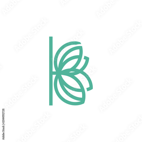 Abstract teal butterfly wing geometric line logo.