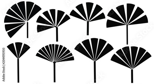 Schilderij op canvas Black fan shapes on white background