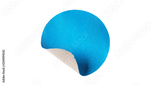 Foto Blue circular sticker with peeling corner