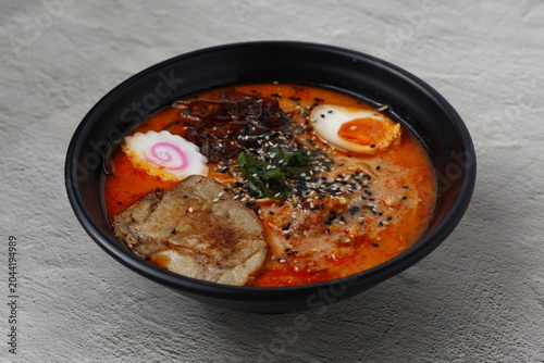 Freshly cooked Japanese food ramen noodles