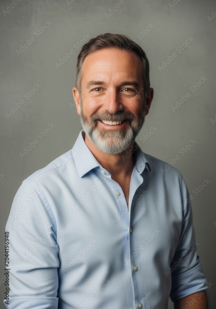 Obraz premium Confident Smiling Mature Businessman with Grey Beard in Professional Studio Portrait
