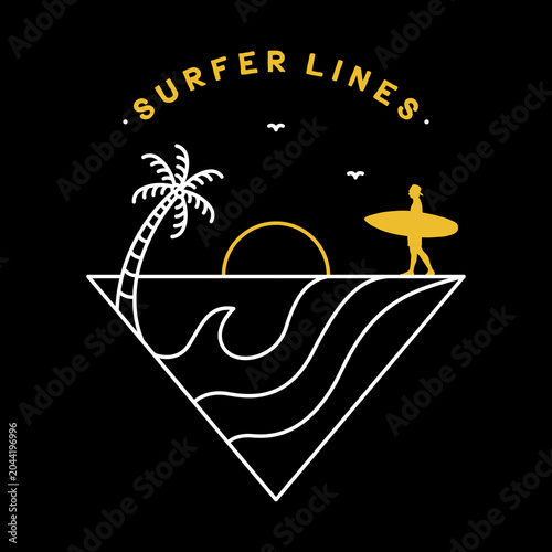 Surfer Lines Summer Holiday Outdoor Apparel T-shirt Deign