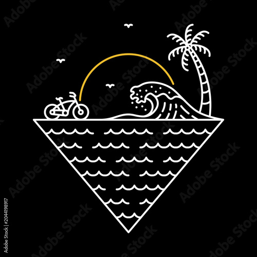 Cycling to the Waves Summer beach Holiday T-shirt Design